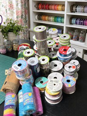 Assorted Multicolor Decorative Ribbon Spool Pack – 67 New Rolls, Mixed Designs